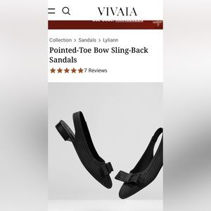 Vivaia pointed toe sling-back flats, BLACK, size 39 (US 8)